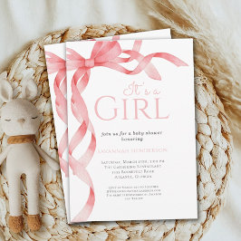 Elegant Det är en Rosa Bow Baby Shower Inbjudningar