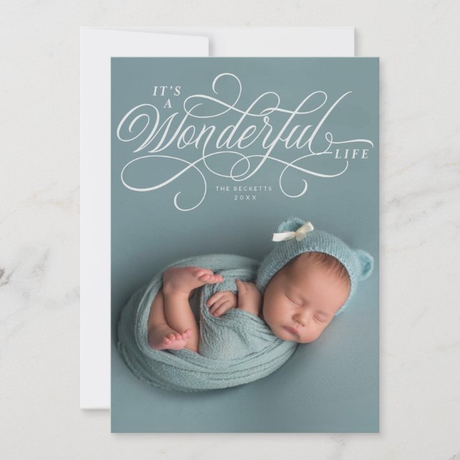 Elegant Det är ett underbart liv manus foto design Inbjudningar (Framsida)