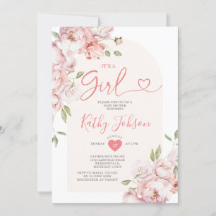 Elegant Det är Rosa Flowers Girl Baby Shower Inbjudningar