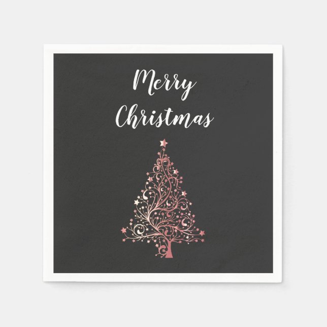 elegant, det moderna God jul ro guld träd Pappersservett (Framsidan)