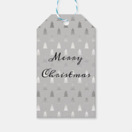 elegant, det moderna silver Julgran mönster Presentetikett