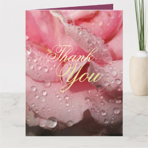 Elegant Dew Droppar vid Rosa ros Petal Maid of hon Tack Kort