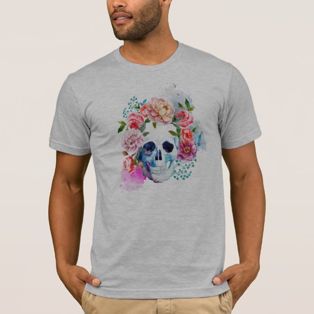 Elegant Dia de los Muertos Blommigt Skull | Shirt Tee (Framsida)