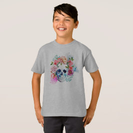 Elegant Dia de los Muertos Blommigt Skull Shirt Tee