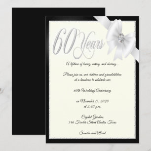 Elegant diamant 60-årsjubileum inbjudningar