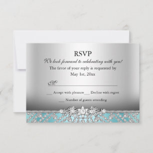 Elegant Diamant Blå RSVP OSA Kort
