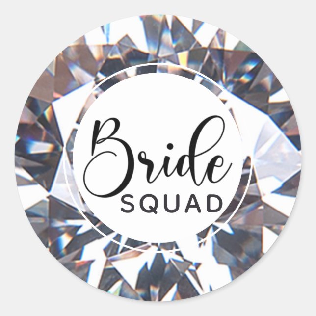 Elegant Diamant Bride Squad Runt Klistermärke (Framsida)