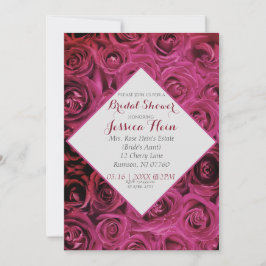 Elegant diamant bröllopsdusch rosa rosor inbjudningar