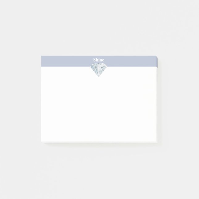 Elegant diamant på blåvit och vit post-it block (Framsida)