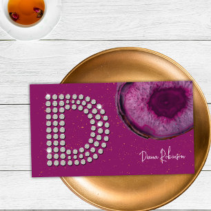 Elegant Diamant Plommonagate Initialbokstav D Mono Visitkort