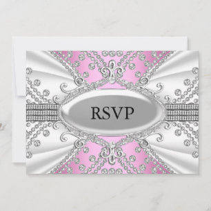 Elegant Diamant Rosa RSVP Inbjudningar