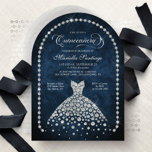 Elegant diamant smycken Quinceanera inbjudan