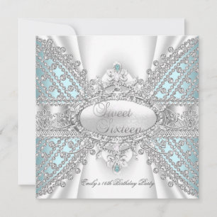 Elegant diamant turkos Sweet 16 Sexton inbjudan