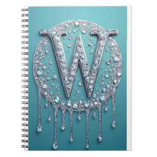 Elegant Diamant W Initial Glam Monogram för Gåva Anteckningsbok