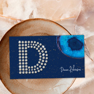 Elegant diamantblå agat initial D bokstavsmonogram Visitkort