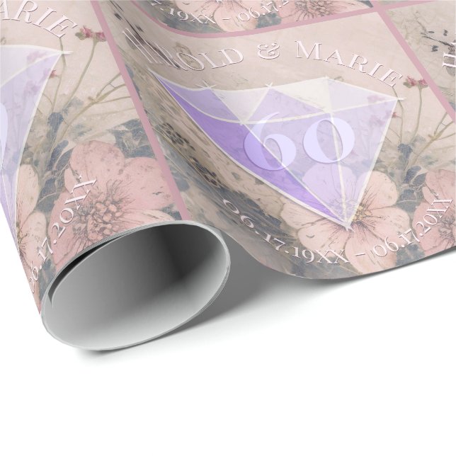 Elegant diamantbröllopspresent presentpapper (Rullad Hörn)