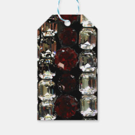 Elegant diamanter rubies gemstones presentetikett