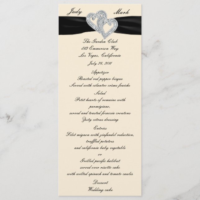 Elegant Diamond Black Menu Card Meny (Framsida)