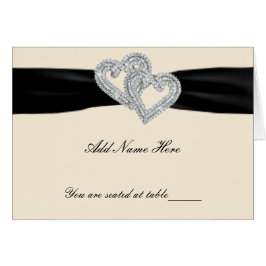 Elegant Diamond Black Ribbon Place-kort OBS Kort