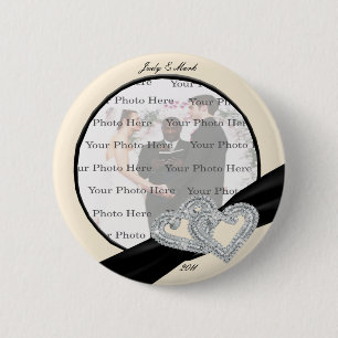 Elegant Diamond Black Ribbon Round Button Knapp