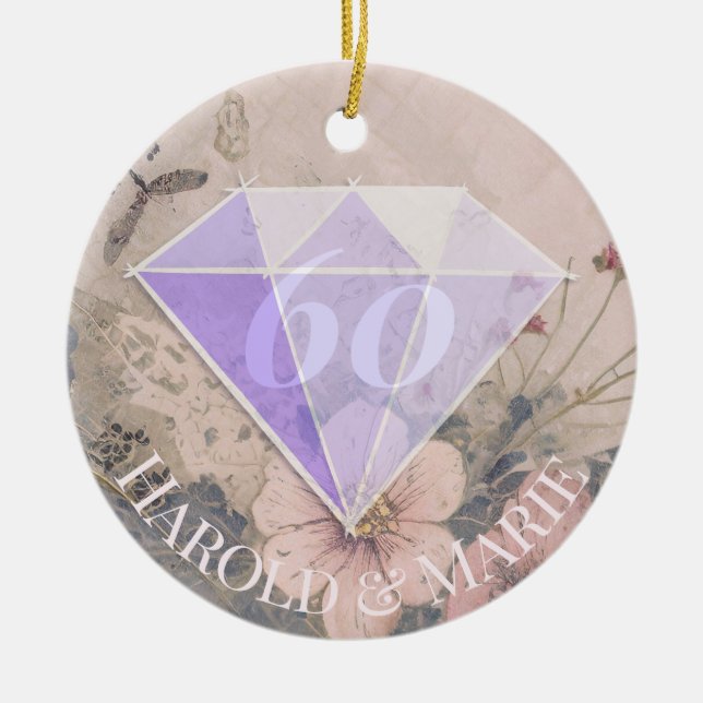 Elegant Diamond Bröllop Julgransprydnad Keramik (Framsidan)