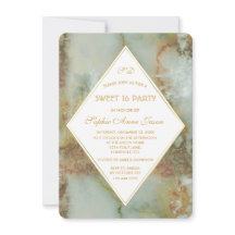 Elegant Diamond Grönt Marble SWEET 16 Party