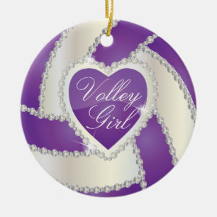 Elegant Diamond Heart Lila Volleyball Julgransprydnad Keramik