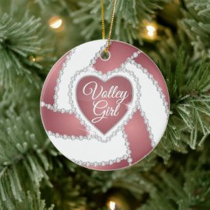 Elegant Diamond Heart Ro Guld Volleyball Julgransprydnad Keramik