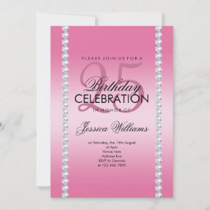 Elegant Diamond Jude Rosa Birthday Inbjudningar