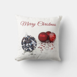 Elegant Diamond och Röda julprydnader Kudde