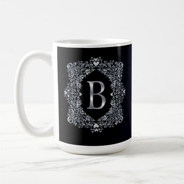 Elegant Diamond Ornate Ram Initial B Kaffemugg (Vänster)