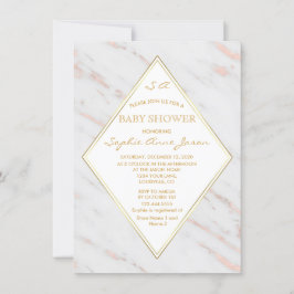 Elegant Diamond Ro Guld Marble Baby Shower Inbjudningar
