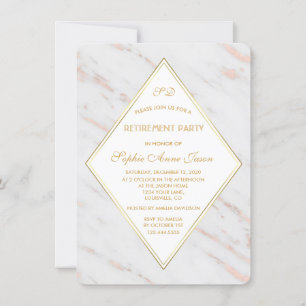 Elegant Diamond Ro Guld Marble Pension Party Inbjudningar