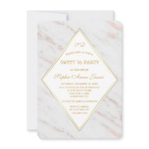 Elegant Diamond Ro Guld Marble SWEET 16 Party