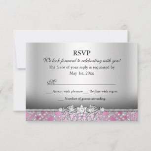 Elegant Diamond Rosa RSVP OSA Kort