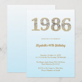 Elegant Diamond Year 1986 40th Birthday Party Inbjudningar