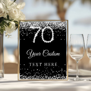 Elegant Diamonds 70-årsfirande Bordsskylt Poster
