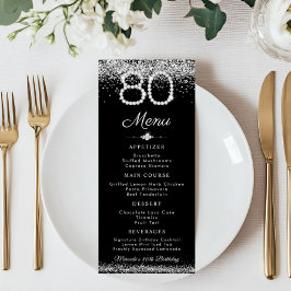 Elegant Diamonds 80:e födelsedag, platta meny