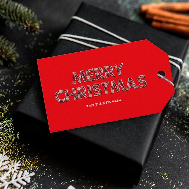Elegant Diamonds God jul Business Red Presentetikett (Skapare uppladdad)