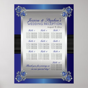 Elegant Diamonds Sapphire Bröllop-sätesdiagram Poster