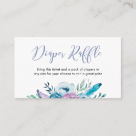 Elegant Diaper Raffle biljett | LILA BLOMMOR Tilläggskort