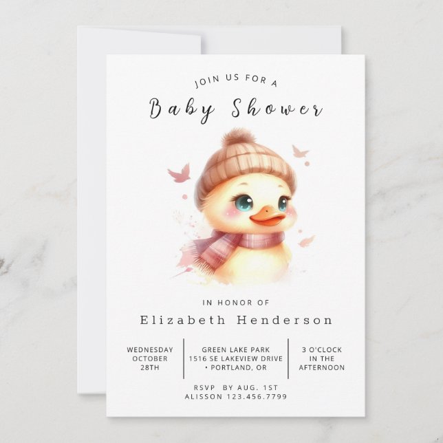 Elegant Digital Anka Baby Shower Inbjudningar (Framsida)