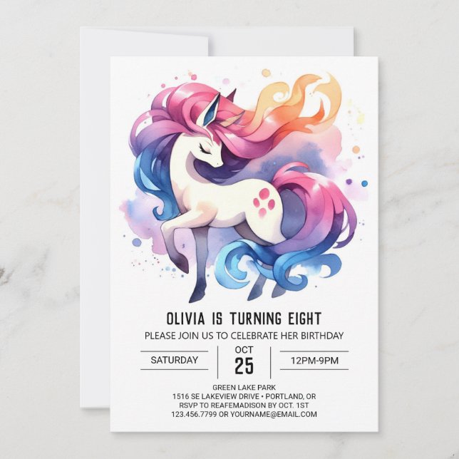Elegant Digital Horse Birthday Inbjudningar (Framsida)