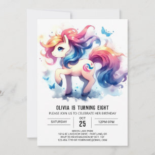 Elegant Digital Horse Birthday Inbjudningar