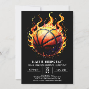 Elegant Digital Orange Basketball Birthday Inbjudningar