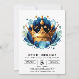 Elegant Digital Prince Krona födelsedagen Inbjudningar