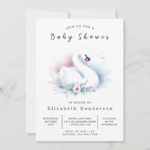 Elegant Digital Svan Baby Shower Inbjudningar