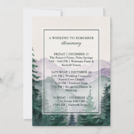 Elegant Dimmig Bergskogs Itinerary-kort Inbjudningar