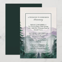 Elegant Dimmig Bergskogs Itinerary-kort Inbjudningar
