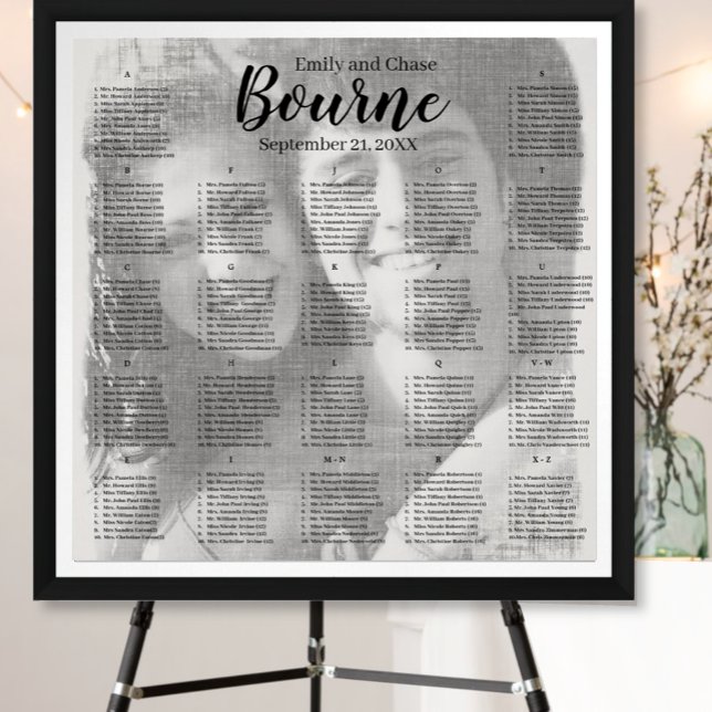 Elegant Din Bild Här Bröllopsplatskarta Poster (To see frame pricing, please enter your frame and mat options.)